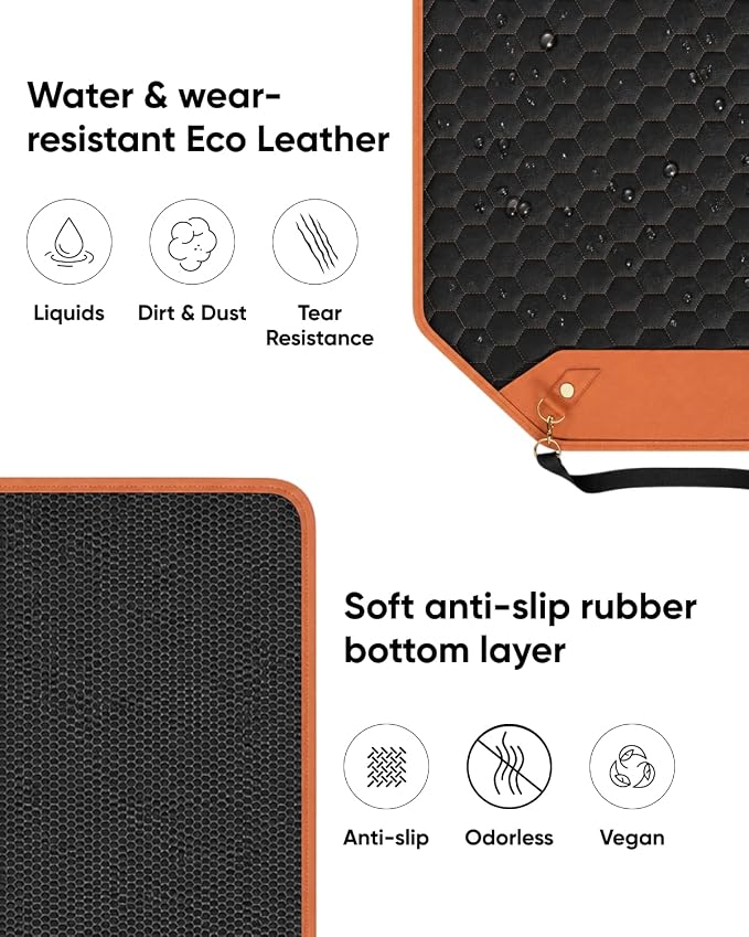 Owleys Kick Mat Back Seat Protector - Car Back Seat Cover for Kids Feet - Waterproof & Sturdy Protector for Upholstery from Dirt, Mud, Scratches and Stain (Hexy 2 pcs)