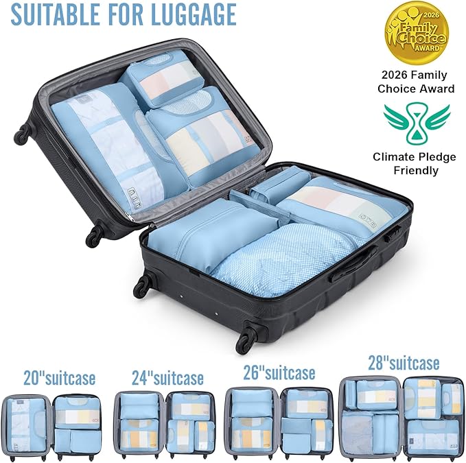 Veken 10 Set Packing Cubes for Travel Essentials, Suitcase Organizer Bags in 4 Sizes, Carry-On Luggage Accessories with Large Laundry Bag & Passport Holder, Must-Have for Airplane, Road Trip & Camping