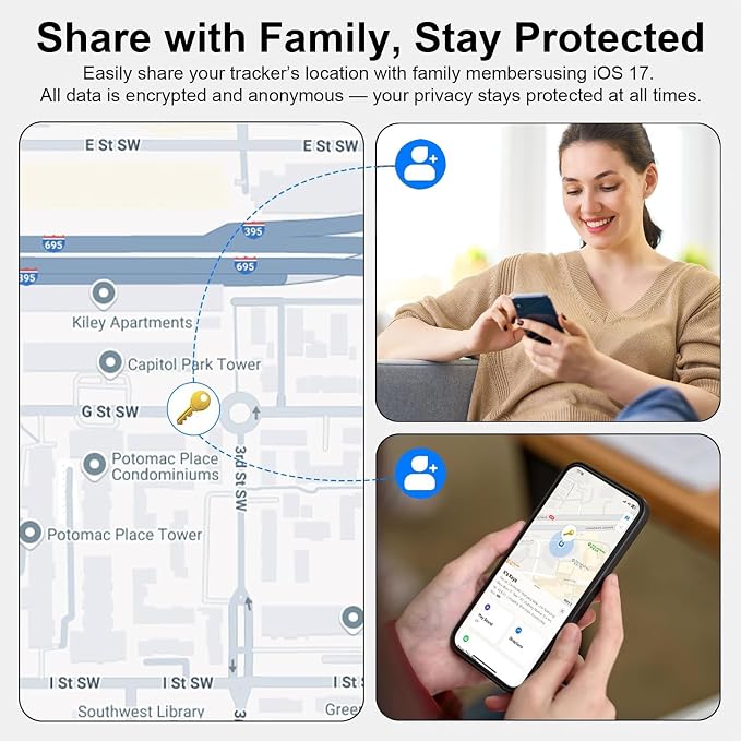 2-Pack Air Tracker Tags Compatible with Apple Find My (iOS Only), Bluetooth Tracker, Smart Keys Finder and Item Locator for Wallet Luggage Backpack (1B1W)