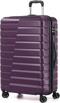 Coolife Expandable Large Checked Luggage with Spinner Wheels, Hard Shell Suitcase TSA Lock Rolling Travel Luggage 28-inch,Purple