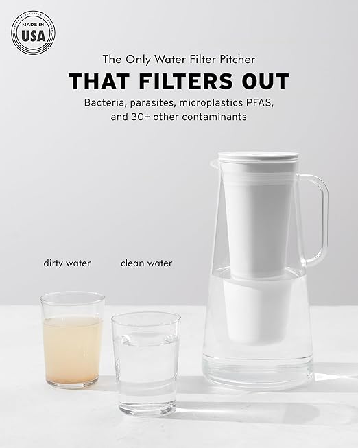 LifeStraw Home Pitcher BPA Free Plastic 7 Cup Stormy Blue
