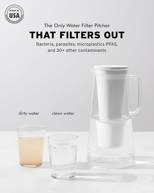 LifeStraw Home – Water Filter Pitcher, 7-Cup, White, BPA Free Designed for Everyday Protection Against Bacteria, parasites, microplastics, Lead, Mercury, PFAS, and a Variety of Chemicals
