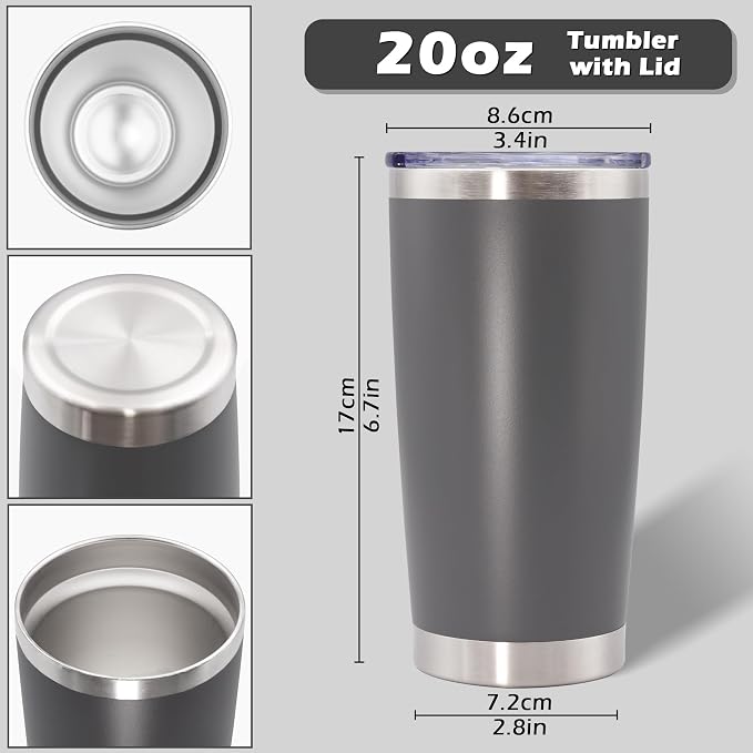 AIANJI 20oz Tumbler Bulk Stainless Steel Tumblers with Lid Vacuum Insulated Double Wall Travel Coffee Mug Powder Coated Tumbler Cup for Hot and Cold Drinks(Mix Color, 12 pack)