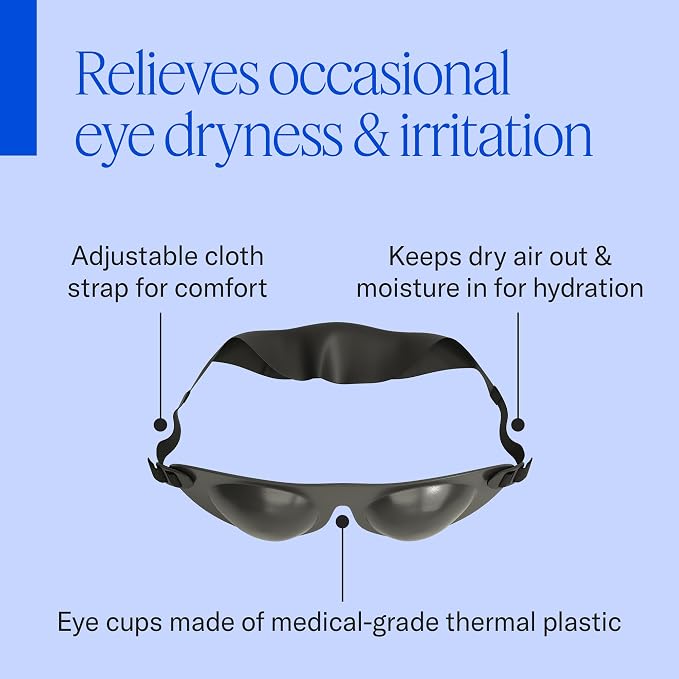 Eyeseals Hydrating Sleep Mask - Charcoal - Eye Masks for Sleep to Block Dry Air - Retains Moisture to Soothe Dry, Irritated Eyes and Provides Eye Care Overnight - CPAP Compatible, Latex-Free