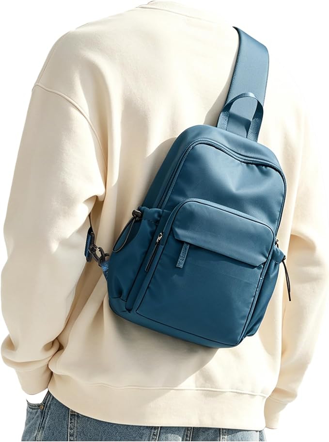 Blue Crossbody Sling Backpacks Sling Bag for Men Women, Small Shoulder Backpack, Anti Theft One Strap Motorcycle Backpack, Mini Tactical Chest Bags Daypack for Casual Travel Hiking Gym Outdoor Sports