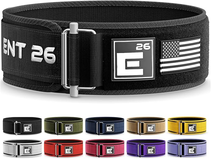 Element 26 Self-Locking Weight Lifting Belt - 4-Inch Nylon Support for Men and Women - Squat and Deadlift - Gym Training