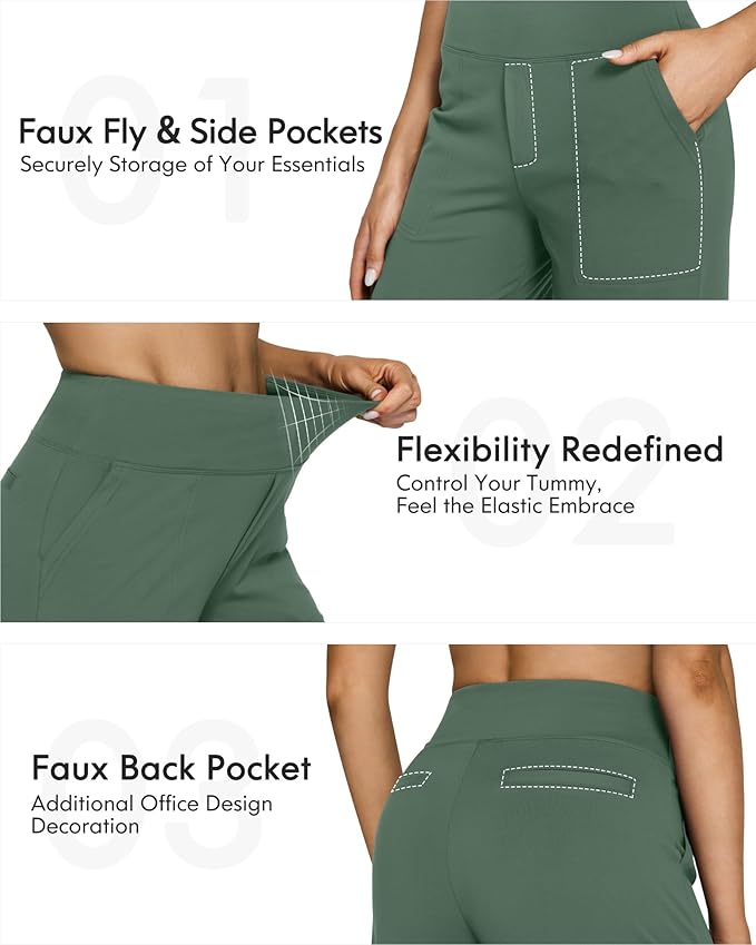 G4Free EverGoing Yoga Pants Women Wide Leg Pants with Pockets High Waist Stretch Dress Casual Sweatpants Petite/Regular/Tall