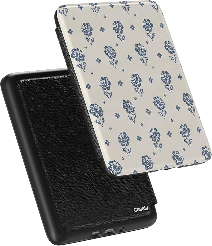 Casely Kindle Case | Seaside Stitch | Vintage Roses | 7” Kindle Colorsoft and 7” Kindle Paperwhite (12th Gen)
