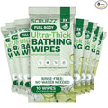 Extra Large Bath Wipes for Adults Bathing No Rinse - 80 Ultra Thick Disposable Body Cleansing Wipes for Men, Women & Elderly - Great for Gym, Camping, Post Surgery - Cucumber Lime
