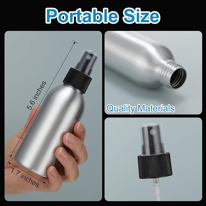 Irenare 24 Pcs Small Spray Bottles Aluminum Fine Mist Spray Bottles Bulk Metal Essential Oil Storage for Perfume Toner Liquid Refillable Pump Vials Atomizer Containers for Room Travel(4 Oz)