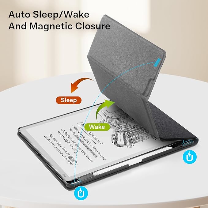 CoBak Case for 11" Kindle Scribe 3rd Generation 2025, Kindle Scribe Colorsoft with Two Viewing Angles - All New PU Leather Cover with Auto Sleep Wake, Pen Holder. Black