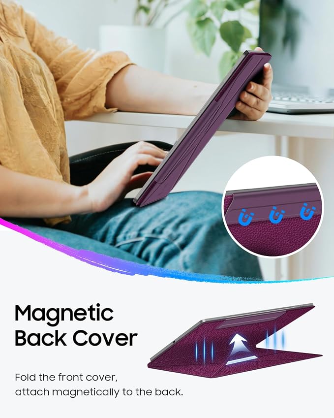 Fintie Case for 11" Kindle Scribe 2025 (3rd Gen) and Kindle Scribe Colorsoft 2025 (1st Gen), Slim Lightweight Multi-Viewing Angles Stand Detachable Magnetic Cover with Pen Buckle, Purple