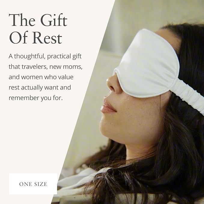 Zestt Organics Silk Sleep Mask Set, 100% Mulberry Silk Eye Mask for Women with Hair Scrunchie & Matching Carry Bag (Navy)