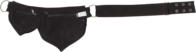 Cotton two Leaf Pocket Waist Belt-Black