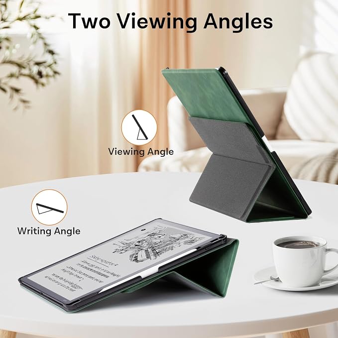 CoBak Case for 11" Kindle Scribe 3rd Generation 2025, Kindle Scribe Colorsoft with Two Viewing Angles - All New PU Leather Cover with Auto Sleep Wake, Pen Holder. Emerald