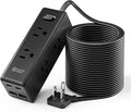 20 Ft Extension Cord with Multiple Outlets, Long Extension with 6 Outlets 4 USB Ports(2 USB C), Flat Plug Surge Protector Power Strip for Home, Office Supplies, Dorm Essentials, Black