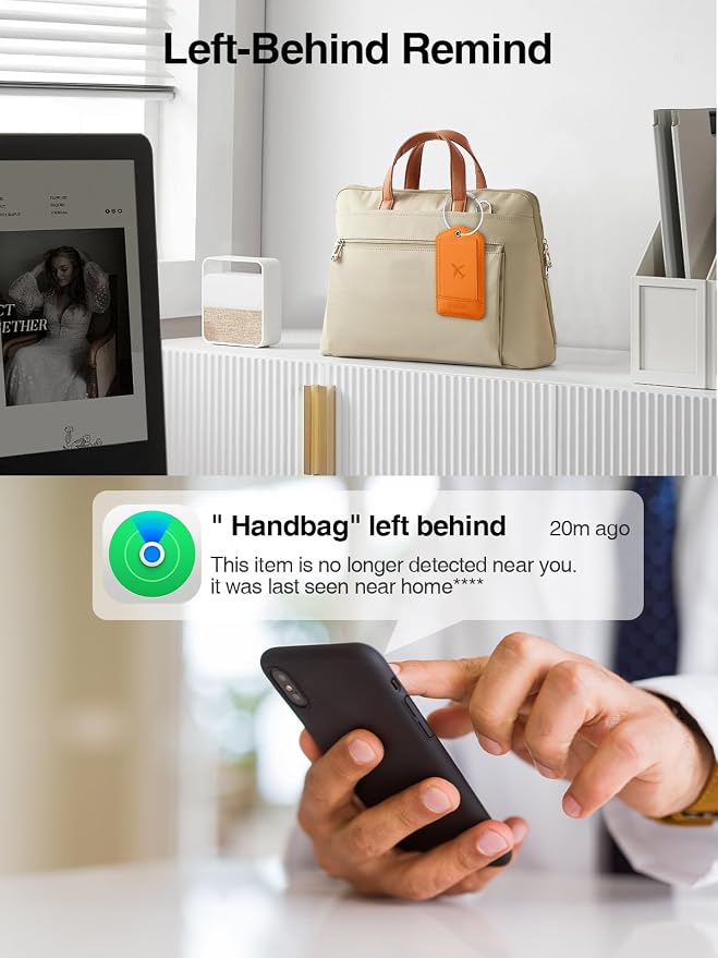TopMade Smart Luggage Tag with Find My, Premium Leather Luggage Tags for Suitcase, Travel Bags, Backpacks, Anti-Lost Suitcase Tag Tracker for Travel with Privacy Name Card, Rechargeable