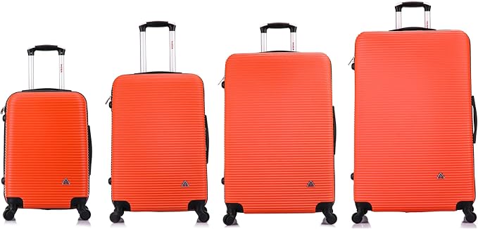 InUSA ROYAL Hardside Luggage Set with Spinner Wheel | Spacious Travel Suitcases with Ergonomic GEL Handle and Studs | (20/24/28/32) 4 Piece Luggage Set | Orange