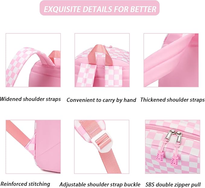 mezhsa Girls School Backpack Elementary Middle Lightning Bookbag Laptop Teenager Waterproof Lightweight 17 Inches (pink)