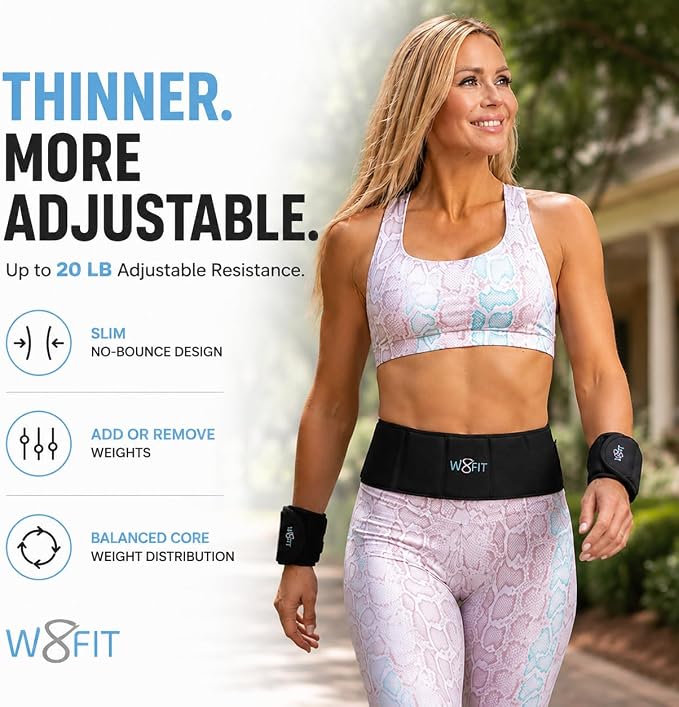 W8FIT Adjustable Weighted Belt for Women & Men, Up to 20 LBS – Rucking Belt for Walking, Hiking & Strength Training