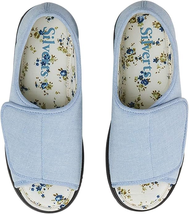 Silverts Women’s Adaptive Clothing Open Toe Shoes, Adjustable Wide Fit Sandals for Elderly, Nursing Home & Assisted Dressing