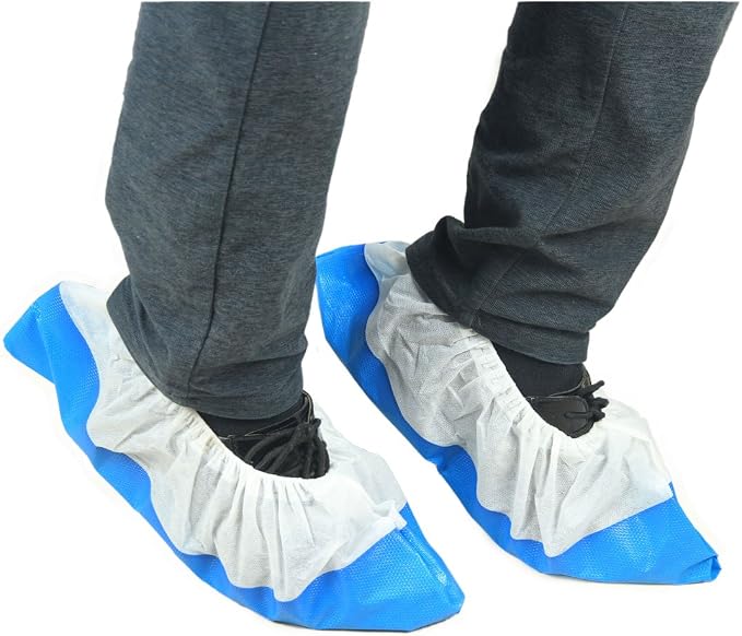 Pack of 50 Disposable Waterproof Shoe Covers Non Slip for Indoor One Size Fits All Up to XL