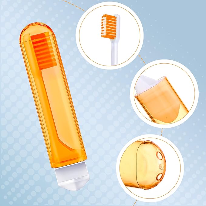 Patelai 4 Pieces Travel Toothbrush Set, Travel Size Toiletries, Soft Bristle Mini Foldable Tooth Brush with Case, Individually Wrapped Small Portable Toothbrush for Camping Home (Candy Color)