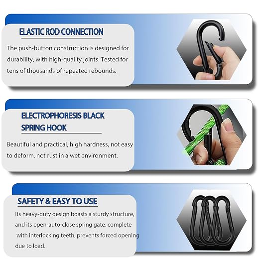 40PCS M4 Heavy Duty Carabiner Clip, 1.57Inch Snap Hook Quick Link Small Carabiner Clips,Spring Link Buckle for Fishing Camping Hammock Dog Leashes-110LBS Holding Capacity (Black)