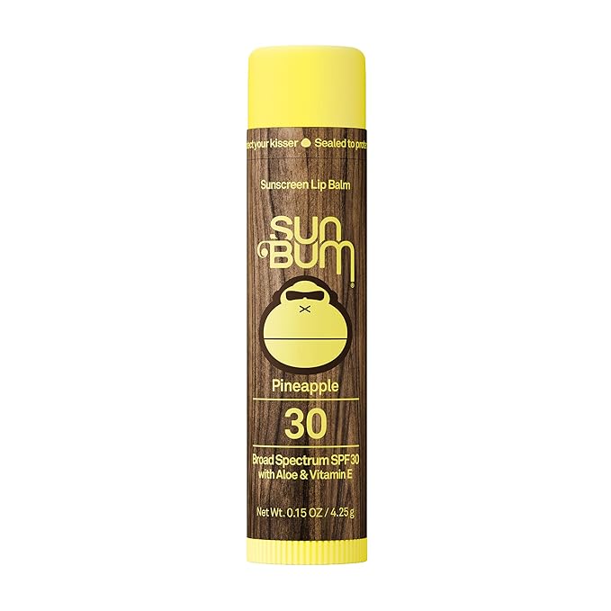 Sun Bum SPF 30 Sunscreen Pineapple Lip Balm - Moisturizing Aloe Vera and Vitamin E - Vegan and Cruelty Free - Broad Spectrum UVA/UVB Lip Protection - 0.15 oz Stick
