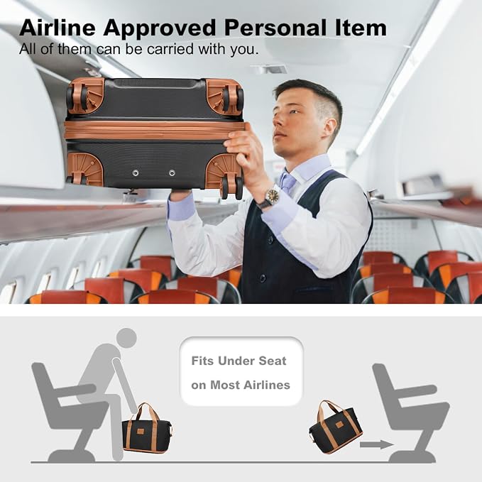 Kono Luggage Set 4 Piece Expandable Carry On Hardside Luggage with TSA Lock Spinner Wheels Lightweight PC+ABS Carry On Suitcase Apricot Black