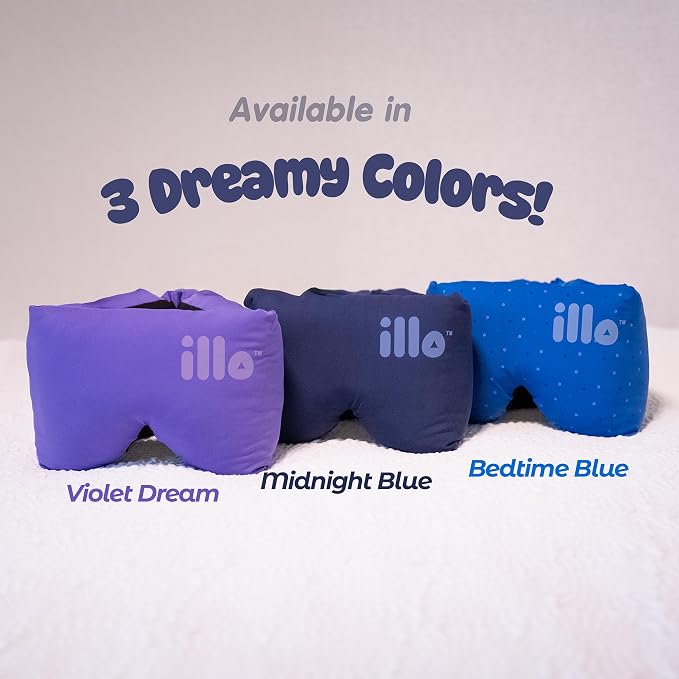 illo Wearable Pillow Sleep Mask | Blackout Weighted Eye Mask for Sleeping Napping & Side Sleepers | Soft Mulberry Silk Blend Patented Light Blocking for Travel Bed Camping Airplane Work | Women & Men
