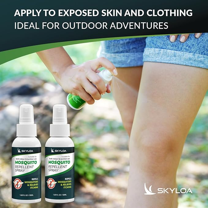 Mosquito Repellent Spray: Travel Size Mosquito Repellent Spray for Body - DEET-Free - Plant-Based Mosquito Spray Outdoor Indoor Use for Camping Travel Backyard - Against Mosquitoes - 2 Count