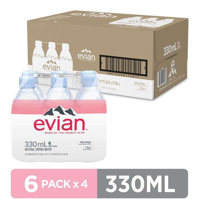 Evian Natural Spring Water, 330 ML (11.15 fl oz) bottles, 24 pack