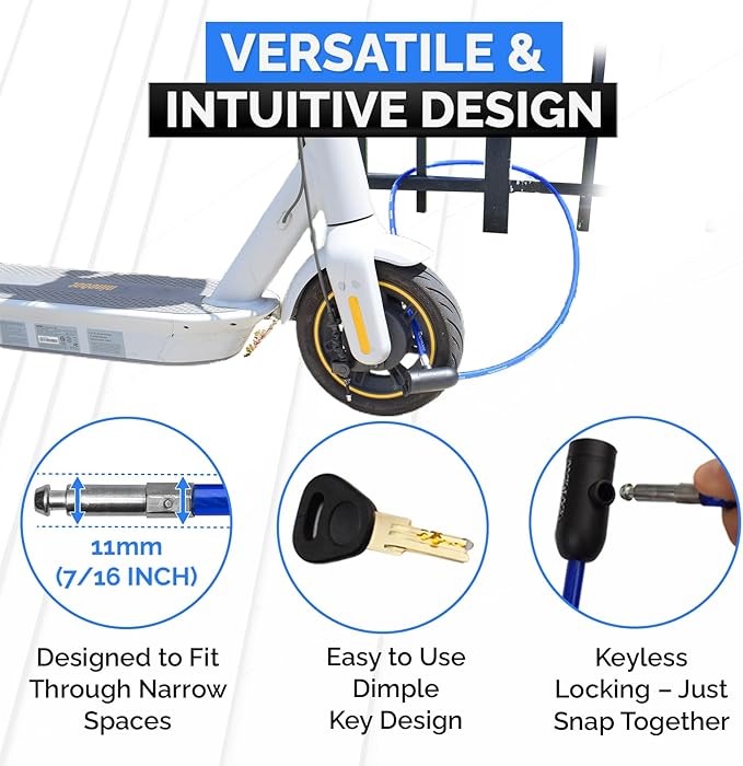 DocksLocks Weatherproof Security Cable Lock with Keys (5ft to 25ft Lengths) Anti-Theft for Kayak, Bike, Paddleboard, Scooter, Equipment, Bicycle