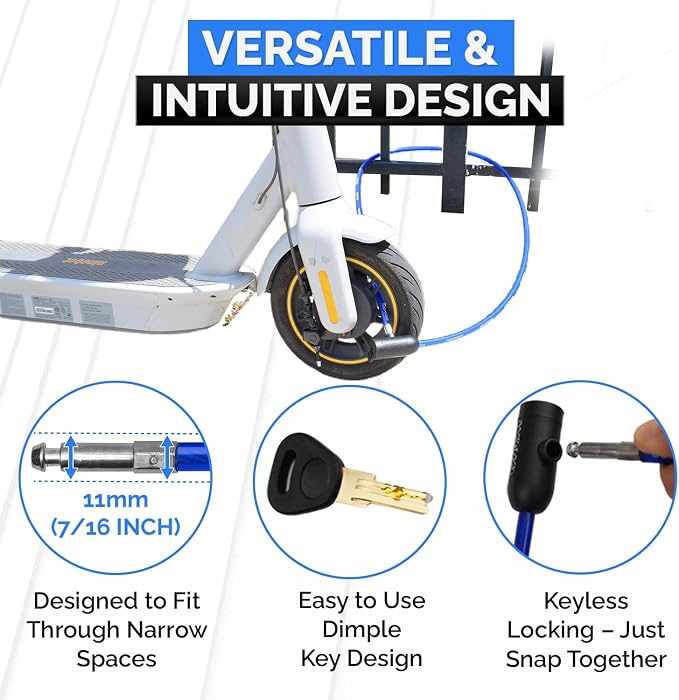 DocksLocks Weatherproof Security Cable Lock with Keys (5ft to 25ft Lengths) Anti-Theft for Kayak, Bike, Paddleboard, Scooter, Equipment, Bicycle