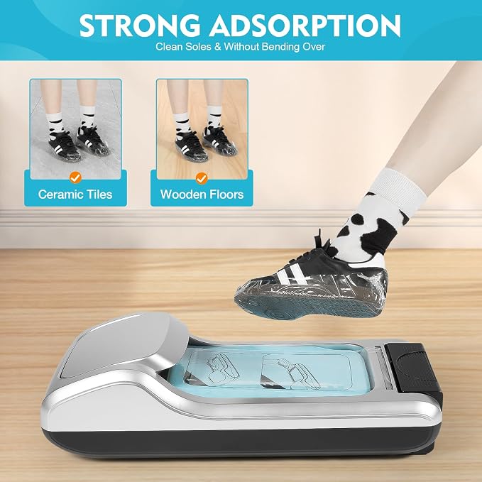 Automatic Shoe Covers Dispenser, Shoe Cover Machine with 200 Pcs Shoe Covers Disposable Boot Cover, Waterproof Disposable Overshoes Dispenser, Fits Size Up to Men's Size 12