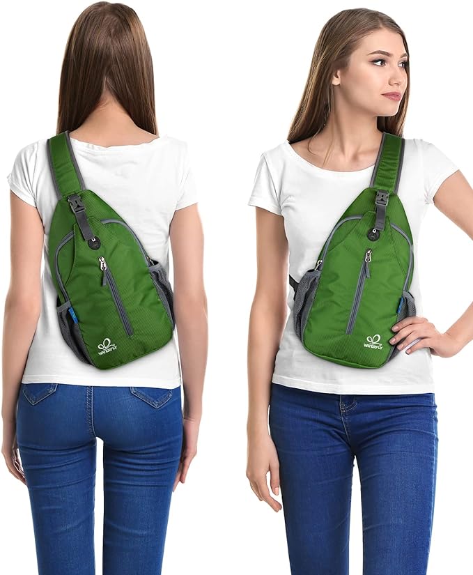 WATERFLY Crossbody Sling Backpack Sling Bag Travel Hiking Chest Bag Daypack