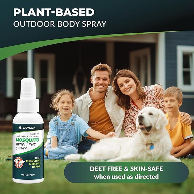 Mosquito Repellent Spray: Travel Size Mosquito Repellent Spray for Body - DEET-Free - Plant-Based Mosquito Spray Outdoor Indoor Use for Camping Travel Backyard - Against Mosquitoes - 2 Count