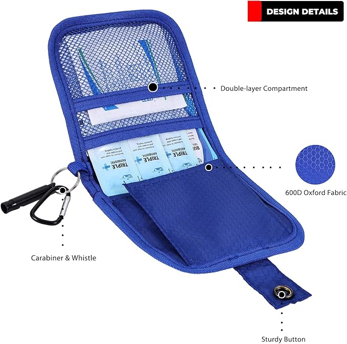 Mini First Aid Kit - 137 Piece Small Emergency Medical Kit for Home, Car, Travel, Camping & Outdoor Activities (Blue)