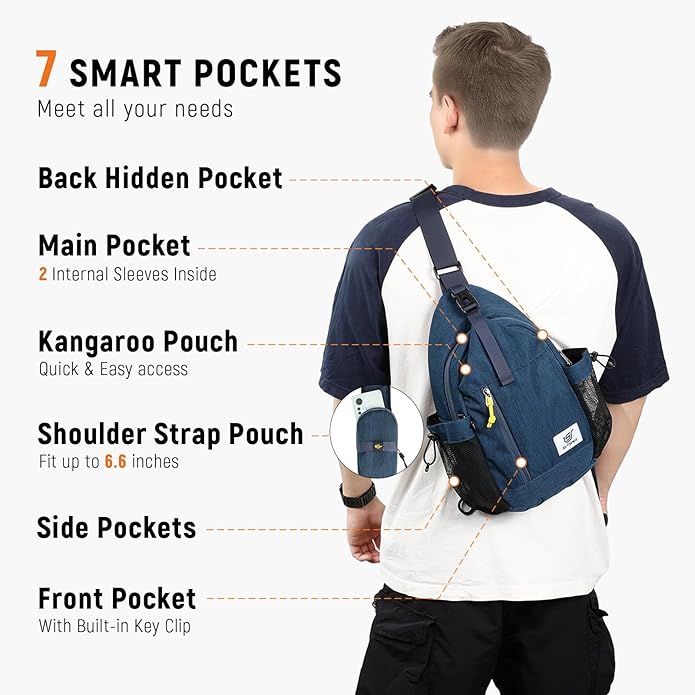 SKYSPER Sling Bag Anti-Theft Crossbody Bag RFID Travel Cross Body Shoulder Sling Backpack