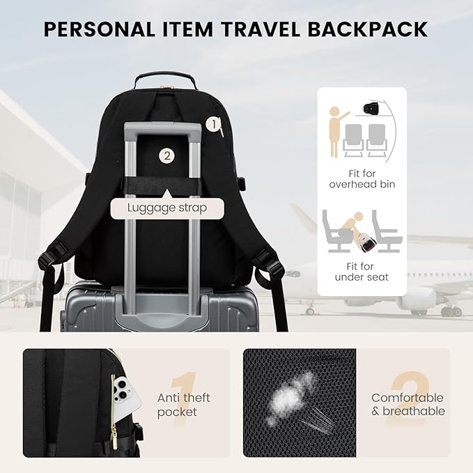 LOVEVOOK Lunch Backpack with Lunch Compartment,17 Inch Laptop Work Travel Insulated Cooler Backpack Purse,Waterproof College Teacher Nurse Lunch Bag Box with Tumbler Holder,Gifts for Men Women,Black