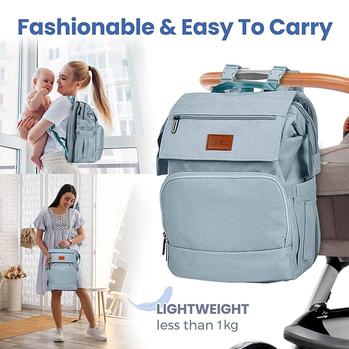 Baby Shower Gifts Diaper Bag Backpack - Large Capacity Baby Bag Backpack, Wide Opening & Easy Access Stylish Baby Diaper Bag - Waterproof, Durable, Travel-Friendly Organizer w/ Foldable Changing Pad