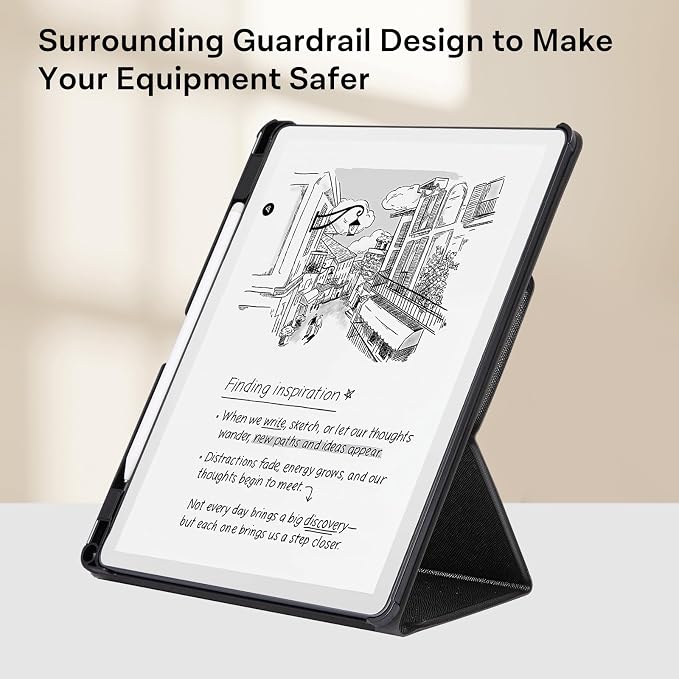 CoBak Case for 11" Kindle Scribe 3rd Generation 2025, Kindle Scribe Colorsoft with Two Viewing Angles - All New PU Leather Cover with Auto Sleep Wake, Pen Holder. Black