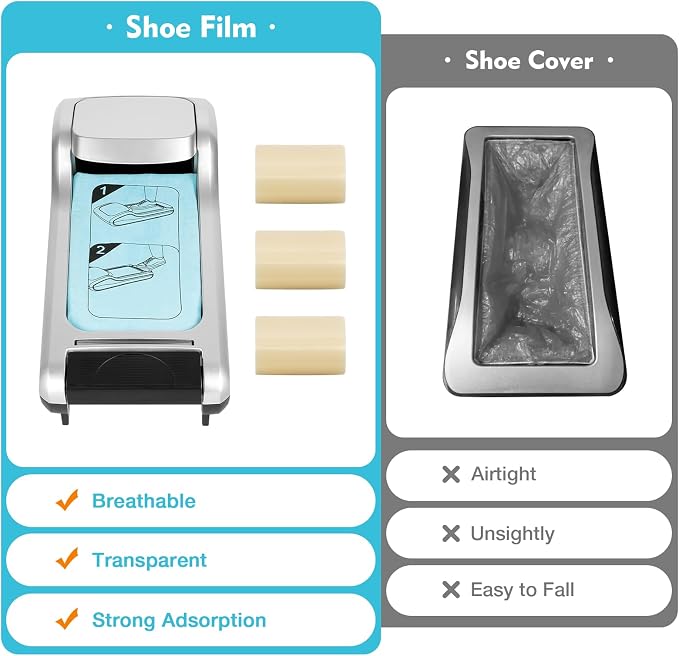 Automatic Shoe Covers Dispenser, Shoe Cover Machine with 200 Pcs Shoe Covers Disposable Boot Cover, Waterproof Disposable Overshoes Dispenser, Fits Size Up to Men's Size 12