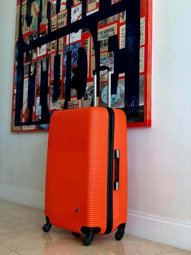 InUSA ROYAL Hardside Luggage Set with Spinner Wheel | Spacious Travel Suitcases with Ergonomic GEL Handle and Studs | (20/24/28) 3 Piece Luggage Set | Orange