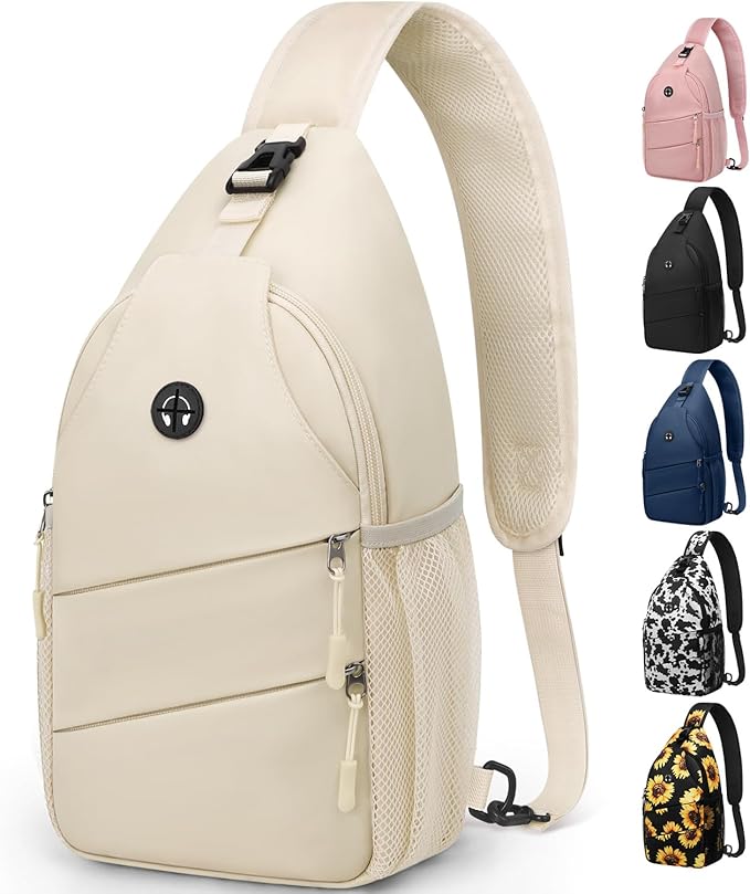 Pritent Crossbody Bags for Women Men Trendy Sling Bag Backpack Casual Chest Bag with Convertible Shoulder Strap