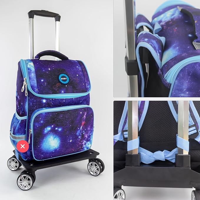 Backpack Trolley Wheeled Cart-Backpack Hand Truck with Luggage Strap,Aluminium Alloy Folding Trolley Cart for Bags Backpack Travel Luggage Cart