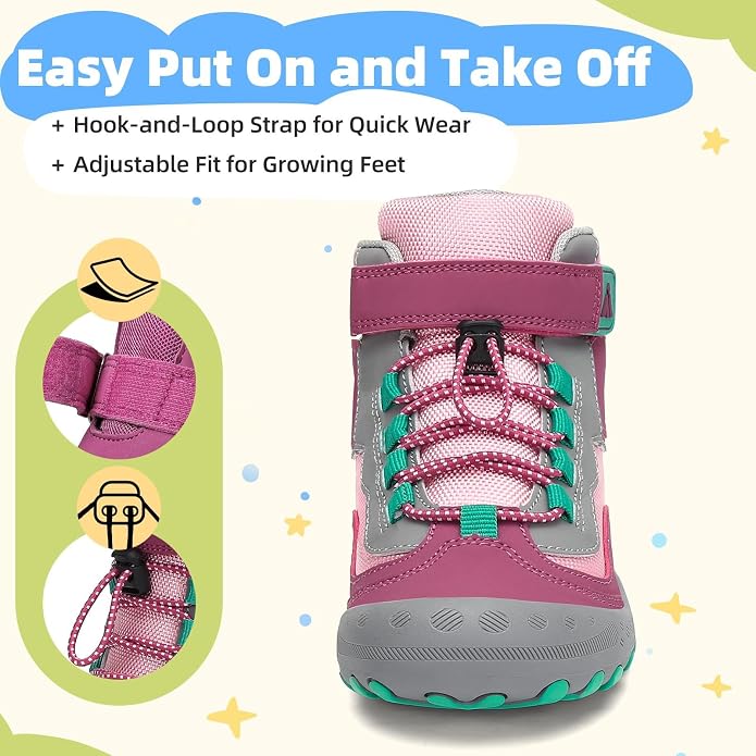 Mishansha Kids Water Resistant Hiking Boots, Boys Girls Anti Collision Anti-Skid Athletic Outdoor Adventure Trekking Shoes