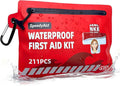 211 PCS Waterproof First Aid Kit, IPX7 Rated Dry Bag with Airtight Zipper, Portable Emergency Medical Supplies for Hiking, Boating, Swimming, Camping & Outdoor Activities