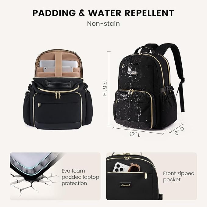 LOVEVOOK Lunch Backpack with Lunch Compartment,15.6Inch Laptop Work Travel Insulated Cooler Backpack Purse,Waterproof College Teacher Lunch Bag Box with Tumbler Holder,Gift for Men Women,Leopard print